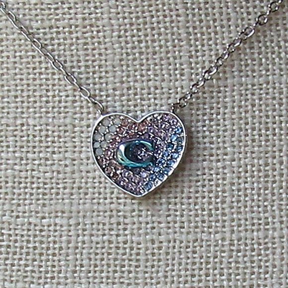 Coach Heart Pave Necklace 💙 - Picture 1 of 5